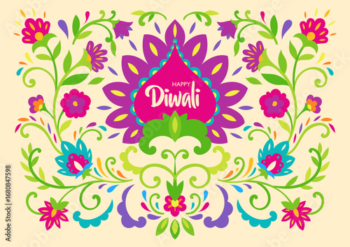 Vibrant Floral Mandala Diwali Greeting