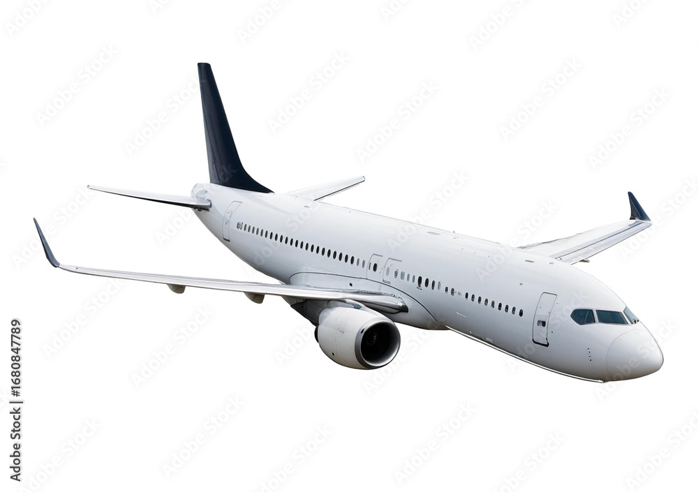 Obraz premium Modern jet airplane, isolated on a transparent or white background