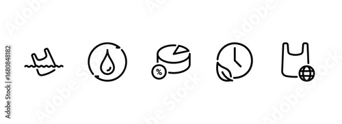 Set of minimalist line icons for ecology and environmental statistics