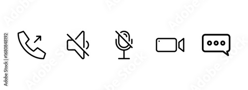 A set of user interface icons for video conferencing and online calls