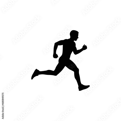 A stylized figure plays an acoustic guitar while walking.