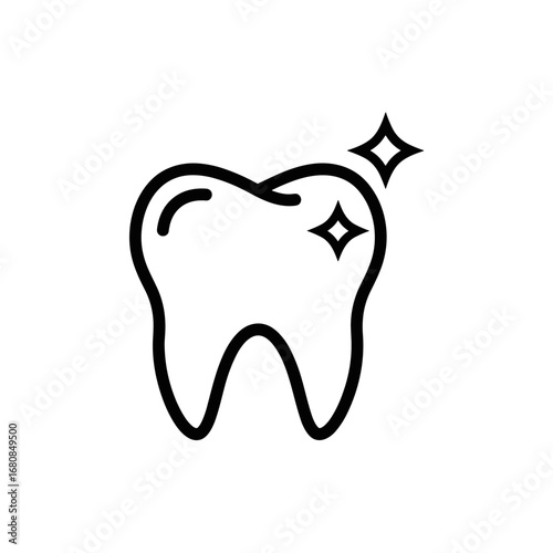 Tooth icon with shine depicting dental hygiene and care  