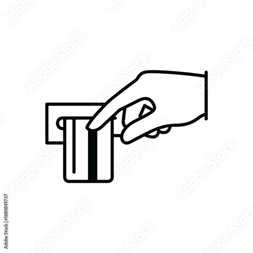 Hand inserting credit card into card reader for payment transaction  
