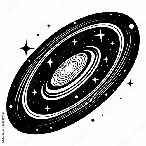 Galaxies vector clean black silhouette design white background
