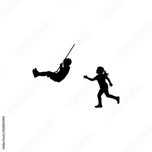 A stylized figure plays an acoustic guitar while walking.