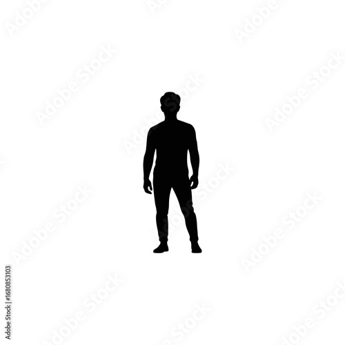 A stylized figure plays an acoustic guitar while walking.
