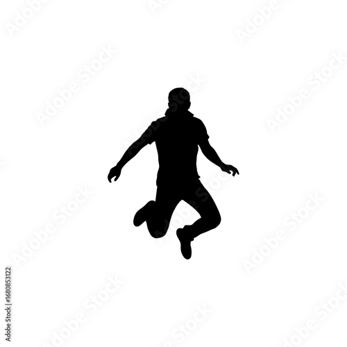A stylized figure plays an acoustic guitar while walking.