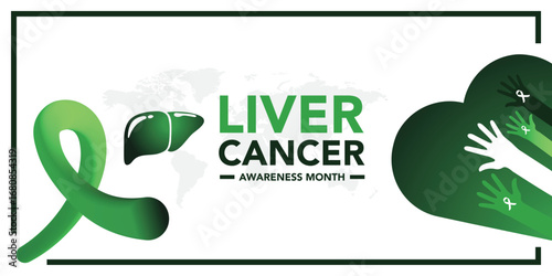 Banner with Liver Cancer Awareness month is observed every year in October, cancer can sometimes start in liver or spread from another organ.