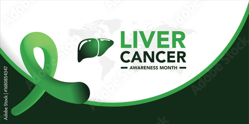 Banner with Liver Cancer Awareness month is observed every year in October, cancer can sometimes start in liver or spread from another organ.