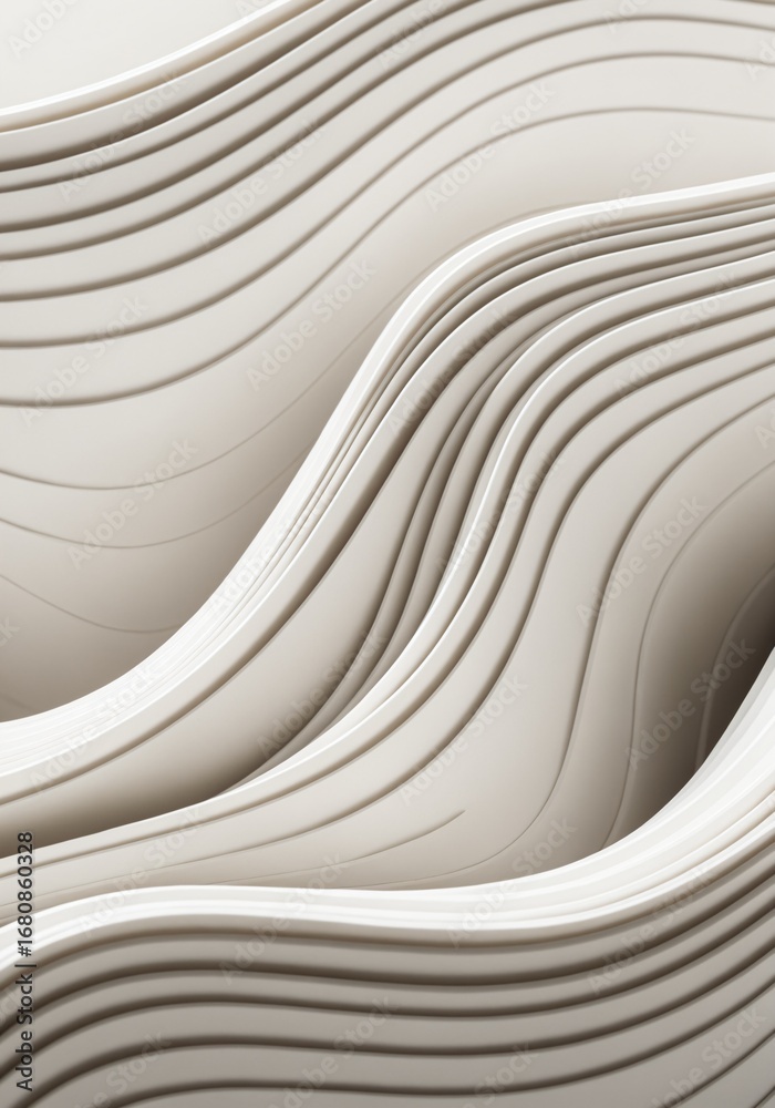 Obraz premium Abstract White 3D Wave Pattern Modern Minimal Background Design.
