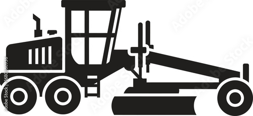 Grader Machine Icon for Road Construction on White Background civil engineering machinery