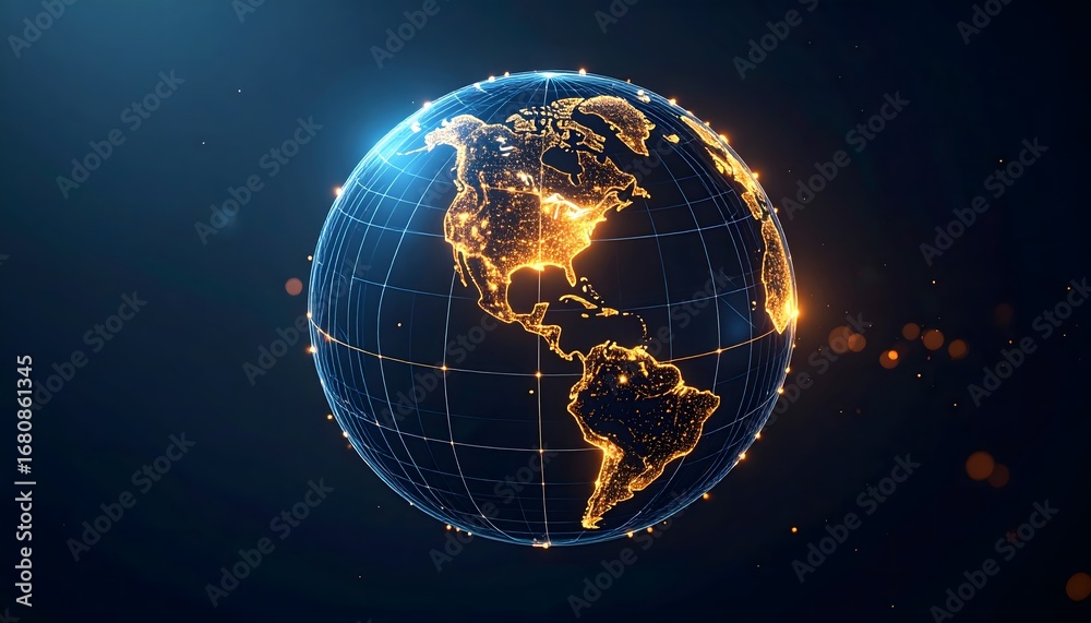 Fototapeta premium Digital Earth Globe with Global Network Technology