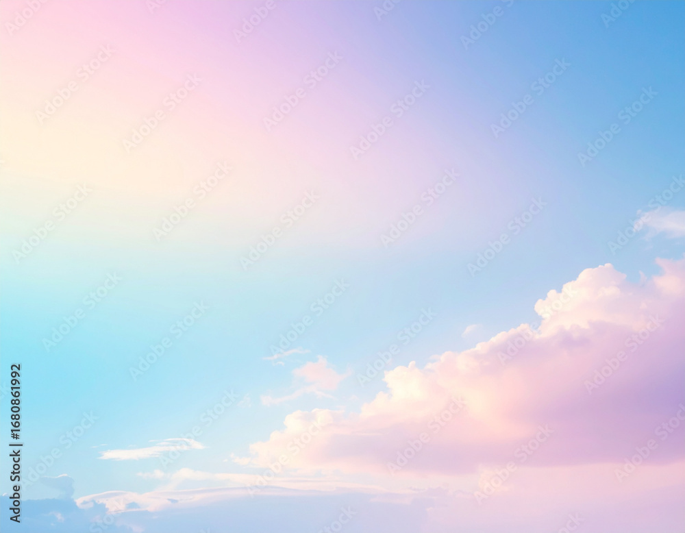 Obraz premium Soft pastel sky with wispy clouds at sunrise or sunset