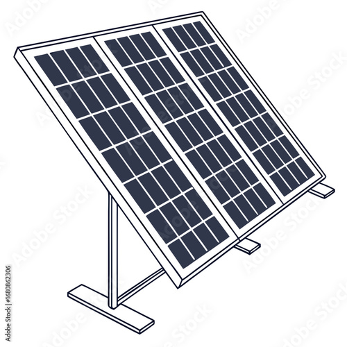 Illustration of a solar panel system, a renewable energy source