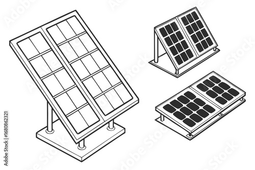 Illustration of solar panel systems, a renewable energy source