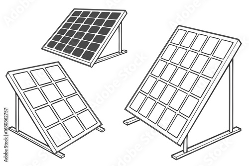 Illustration of solar panels, showcasing renewable energy technology and sustainable power generation