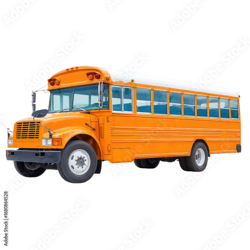 Classic Yellow School Bus on White Background, Transportation Icon for Education, Fun, and Childhood Memories