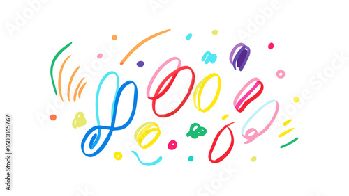 Colorful doodles on a clean white background abstract
