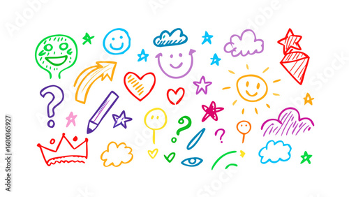 Colorful Hand Drawn Doodles crayon sketch