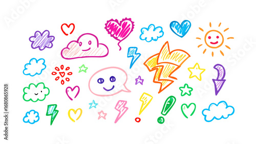 Colorful hand drawn doodles drawing sketch