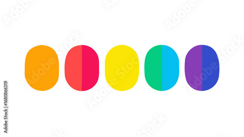 Colorful oval shapes arranged in a row arrangement