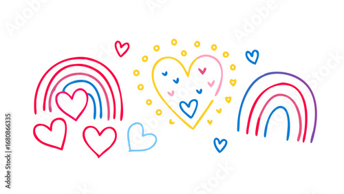 Colorful Rainbows and Hearts love playful