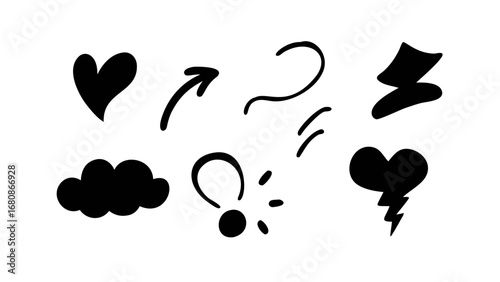 Comic Speech Bubbles and Exclamations expression doodle