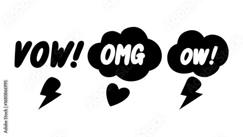 Comic Speech Bubbles with Tails doodle illustration