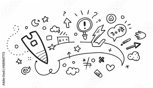 Doodle icons and symbols drawing sketch