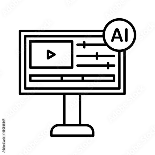 AI video editing glyph icon with editable stroke