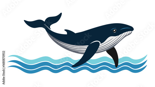 Majestic whale breaching ocean waves water