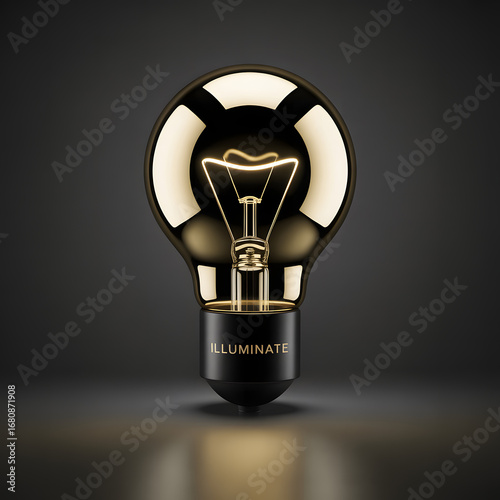 Classic incandescent light bulb glowing brightly with a warm yellow light on a dark background