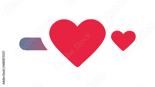 Red hearts and gradient shape love symbol