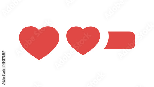 Red hearts and shape love symbol