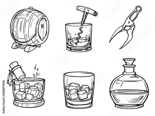 Whiskey Bottle Line Art Design