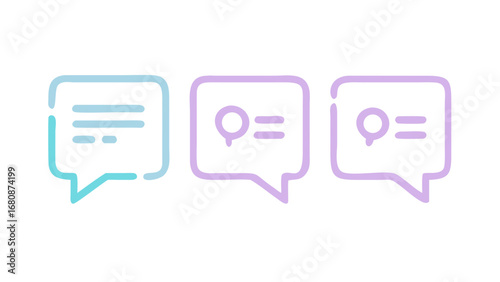 Speech bubble icons with pastel outlines speech bubbles