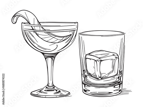 Simple Whiskey Line Illustration