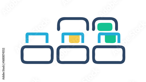 Three tiered seating arrangement chairs blue