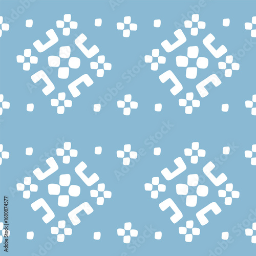 Abstract seamless blue pattern. Vector banner in flat style.	
