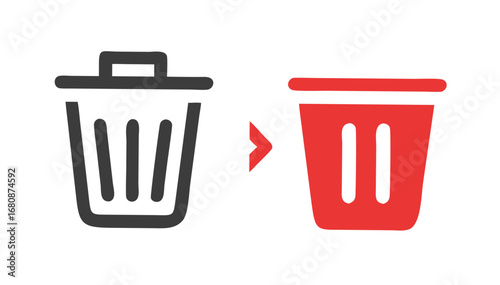 Trash bin icons with arrow delete icon recycle bin