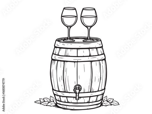 Minimal Wine Glass Line Drawing