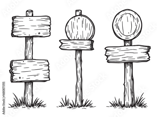 Simple Wooden Signboard Outline
