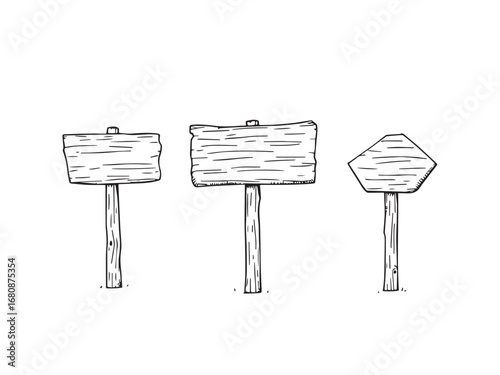 wooden sign vector line art 
