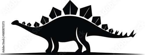 Stegosaurus Dinosaur Animal Vector Logo in Black and White, Minimalist and Simple Design, Perfect for Wildlife Branding, Nature Illustration, and Unique Animal Identity

