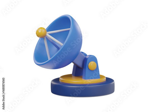 Dish satellite icon 3d render illustration