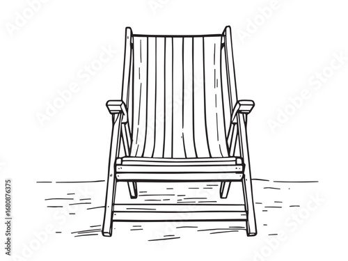 beach chair vector line art 