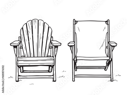 beach chair vector line art 