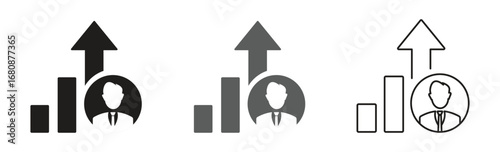 employee growth vector growth set. Team growth icon