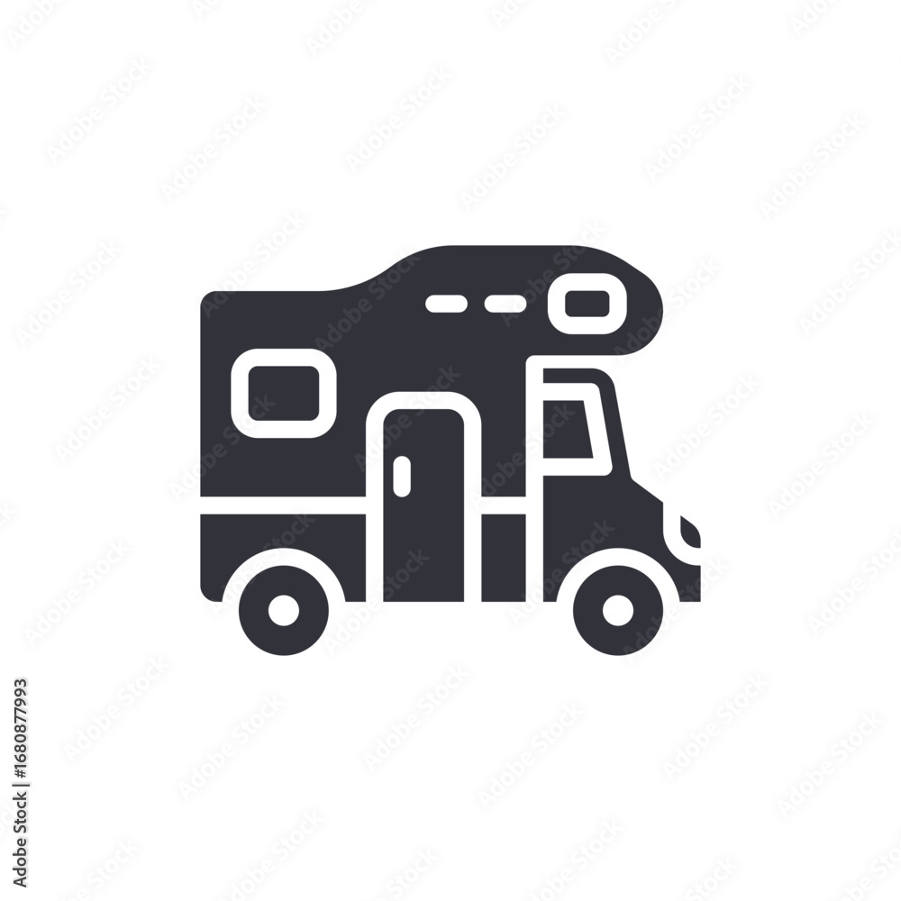 Fototapeta premium Stylized Recreational Vehicle Illustration For Travel And Leisure Adventures Isolated Shape