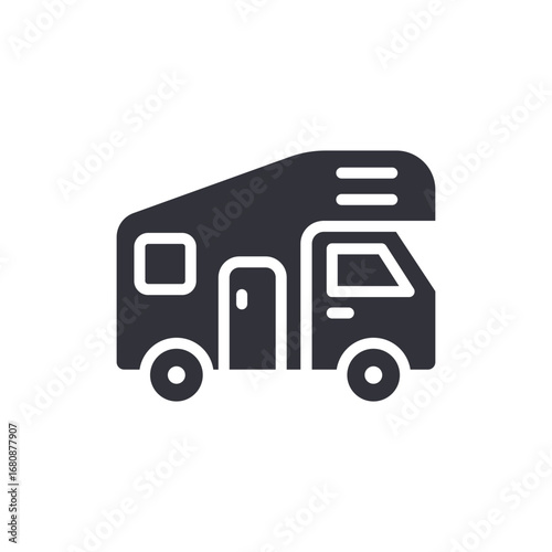 Stylized Recreational Vehicle Emblem Symbolizing Nomadic Freedom And Adventure On The Open Road